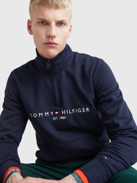 Tommy Hilfiger Vyriškas Džemperis Logo Mockneck Mėlyna