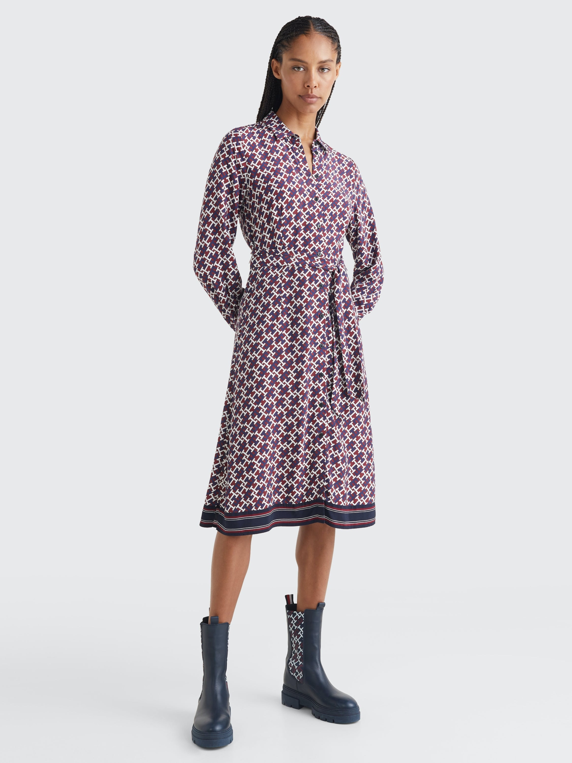 Tommy Hilfiger Suknelė Monogram Midi - UniStyle Tommy Hilfiger Suknelė Monogram Midi - UniStyle