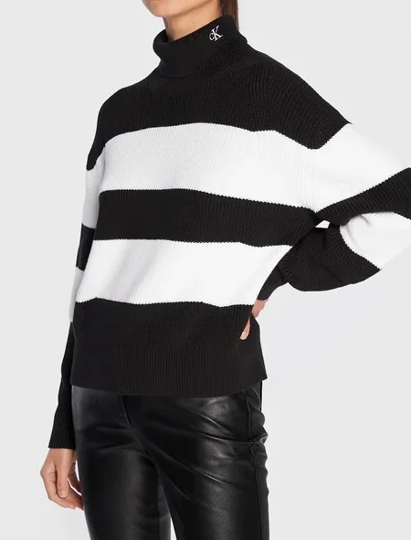 Calvin Klein Jeans Moteriškas Megztinis Chunky Roll