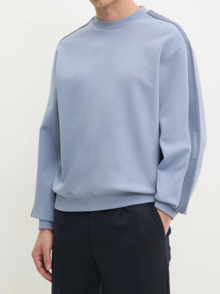 Calvin Klein Jeans Vyriškas Džemperis Logo Tapė Crew Neck Šviesiai Mėlyna